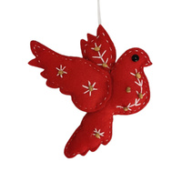 Felt Dove Hanging Red 16cm