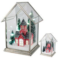 Acrylic Red Chalet w.LED Lights 19cm
