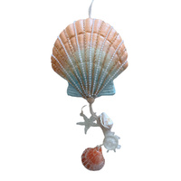 Scallop Shell Hanging Aqua & Coral 31cm