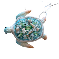 Turtle Hanging Aqua & Coral 14cm