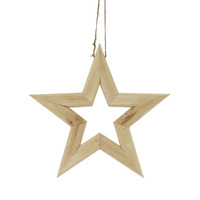 Wooden Star Hanging 34cm