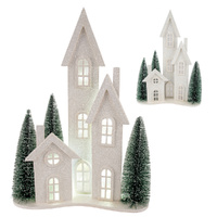 LED Green & White Village 52cm