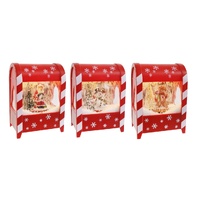 LED Musical Snowing Postbox Lantern 3 Asst 19cm