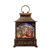 USB Glitter Swirl Musical Nativity Lantern 28cm