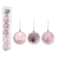 Baubles Pink 6pk 8cm