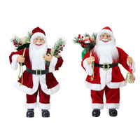 Santa Figurine Velvet Red 1pc 2 Asst