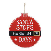 Santa Stop Here Plaque Hanging 31cm