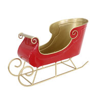 Metal Table Sleigh Red & Gold 32cm