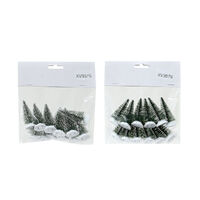 Mini Bristle Snowy/Plain trees 12pk 1pc 2 Asst