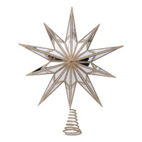 Champagne 10 Point Mirror Star Tree Topper 43cm