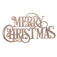 Champagne Glitter Metal Merry Christmas Sign 27cm