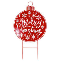 Merry Christmas Bauble Metal Yard Sign 105cm