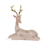 Metallic Pink Lace Reindeer Sitting 41cm