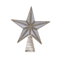 Mirrored 5 Point Tree Topper Star Champagne 17cm