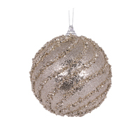 Champagne Glittered Swirl Bauble 10cm
