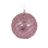 Pink Glittered Swirl Bauble 10cm