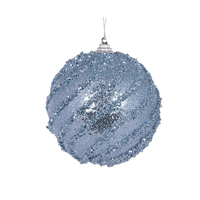 Light Blue Glittered Swirl Bauble 10cm