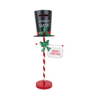 Metal Snowman Post w. Sign & Hat 60cm