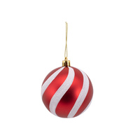 Red & White Candycane Swirl Bauble 8cm