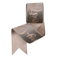 Sage Velvet Wired Ribbon w. Champagne Glitter 'Merry Chistmas' 10m
