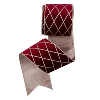 Burgundy Velvet Wired Ribbon w. Glitter Detail 10m