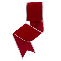 Red Velvet Wired Ribbon w. White Edges 10m