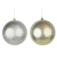 Cracked Finish Gold & Platinum Baubles 2 Asst 20cm