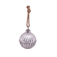 Silver Metal Ribbed Bell 16cm