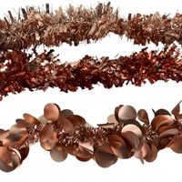 Rose Gold Tinsel 3 Asst 2m