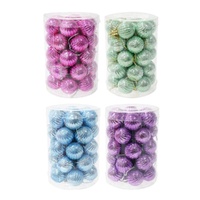 Mini Ribbed Baubles 34pk 4 Asst 3cm