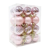 Mini Pink Baubles 24pk 4cm