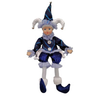 Blue & Silver Jester Musical Wind Up 43cm