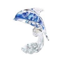 Dolphin Blue Art Glass 15cm