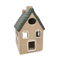 Ceramic Green & Cream House Tealight  Large 13cm
