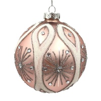 Pink Diamonte Glass Bauble 10cm