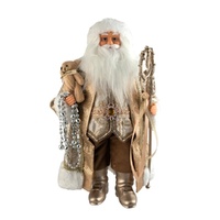 Champagne Santa w. Sceptre & Teddy 46cm