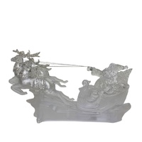 LED Frosted Deer Sleigh w. Santa 36cm