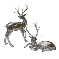 Silver Resin Reindeers Set of 2