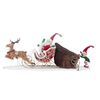 Santa w. Elf Catching Ride 43cm