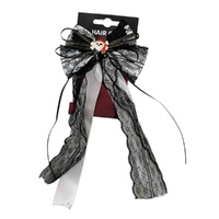 Black Pirate Hair Bow Clip 