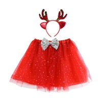 Red Festive Tutu & Headband Set Adult 