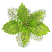 Two Tone Glitter Poinsettia Green 28cm