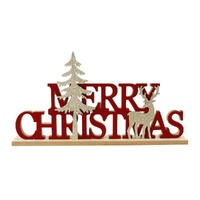 Flocked Merry Christmas Table Sign 35cm