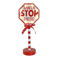 Light Up Santa Stop Sign 30cm