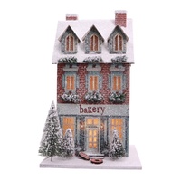 LED Snowy Victorian Bakery Shop 27cm