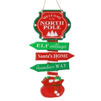 Reindeers Way Metal Hanging Sign 40cm