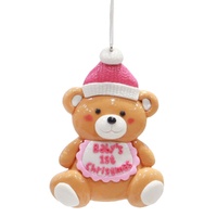 Baby's First Christmas Bear Pink 10cm