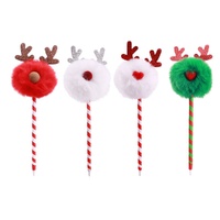 Reindeer Pompom Pens 1pc 4 Asst Styles 15cm