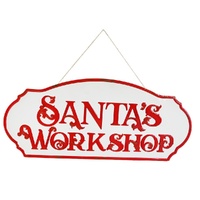 Santa Workshop Metal Sign 76cm