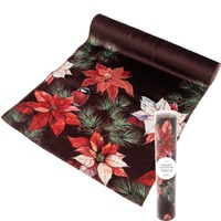 Lush Velvet Table Runner w. Poinsettia 200cm